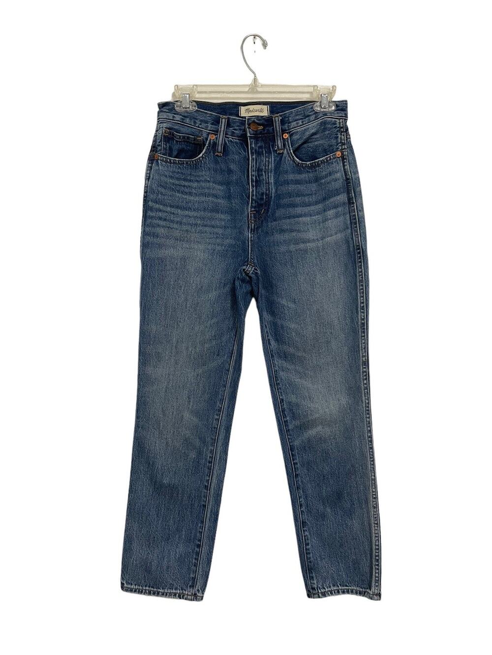 Madewell Stovepipe Jeans Medium Wash Button Fly Size 25 (Actual 28x26)